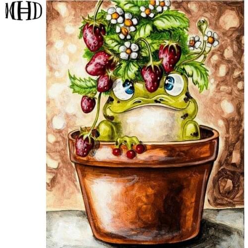5D Diy Diamond Painted Frog Icon Round Diamond Cross Stitch Crystal Mosaic Home Decoration Diamond Embroidery