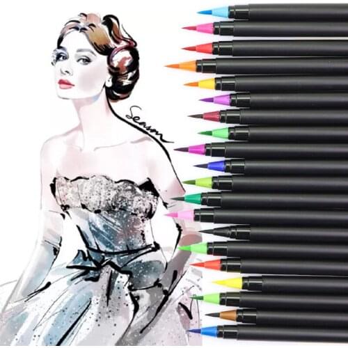 Watercolor Brush Marker Pen 20/24 Colors Washable Soft Head/Tip Smooth Ink Brush for Chinese Ink Painting Hand Painted Graffiti