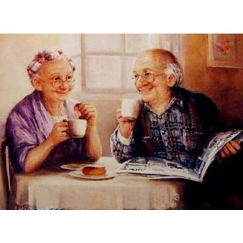 5D DIY Diamond Painting Old Couple Cross Stitch Kit Full Square Diamond Embroidery Cartoon Mosaic Picture of Rhinestones Decor