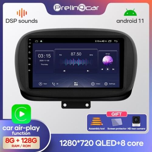 Prelingcar Android 10.0 NO DVD 2 Din Car Radio Multimedia Video Player Navigation GPS For FIAT 500X 2015 2016 2017 2018 2019 IPS
