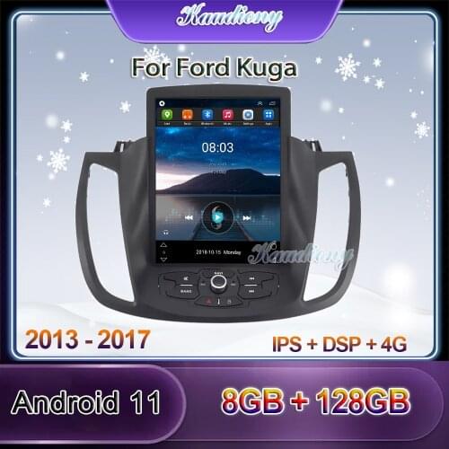 Kaudiony 10.4" Tesla Style Android 10.0 Car Radio For Ford Kuga Car DVD Multimedia Player Auto GPS Navigation Stereo 2013 - 2017