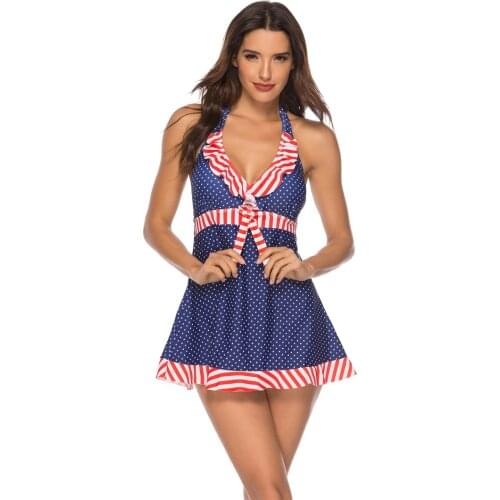 Print Bikini Dress Tankini Swim Suit Sexy Swimwear Two Piece Swimsuit Swimming Badpak Feminino Women Bathing Biquinis Plus Size