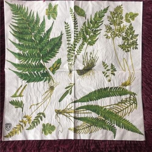 Decoupage paper napkins elegant tissue vintage towel green leaf fern birthday wedding party home beautiful serviettes decor 20