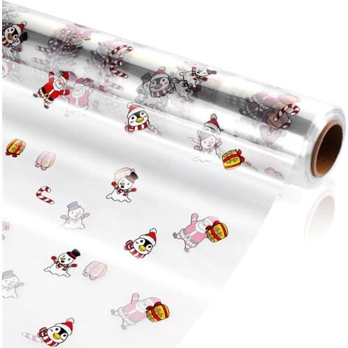 Cellophane Wrap 3 Mil Thickness Candy Wrap Roll Santa Claus Snowflake Design Cellophane Bags For Gift Baskets Arts & Crafts