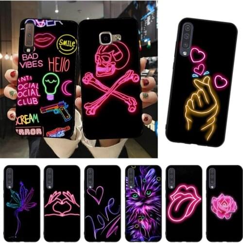 YNDFCNB Black background neon Phone Case For Samsung A51 A71 A40 A50 A70 A10 A20 A30 A6 A7 A8 A9