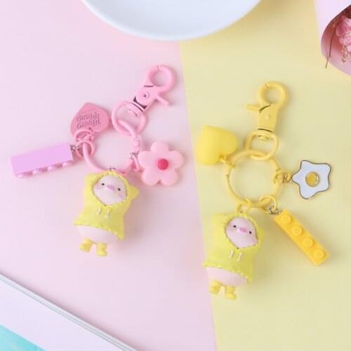 Girl Keychain Cute Candy Color Resin Animal Pig Bag Pendant Key Chain Charm Holder Jewelry Accessories Gift Wholesale