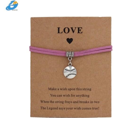 DGW baseball Charms Wish Card Bracelet for Women Girls Adjustable Friendship Bracelets Family Tree Jewelry Meaningful Gift