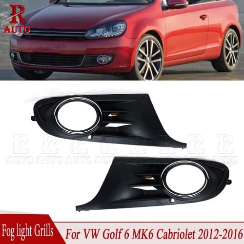 R-AUTO Front Bumper Lower Fog Lights Grill Fog Lamp Grilles Cover Car Accessories For VW Golf 6 MK6 Cabriolet 2012 2013-2016