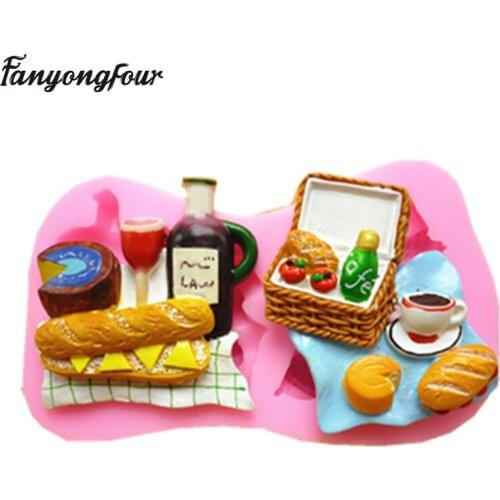 Wine cheese bread and coffee fondant cake molds soap chocolate mould for the kitchen baking Free shipping
