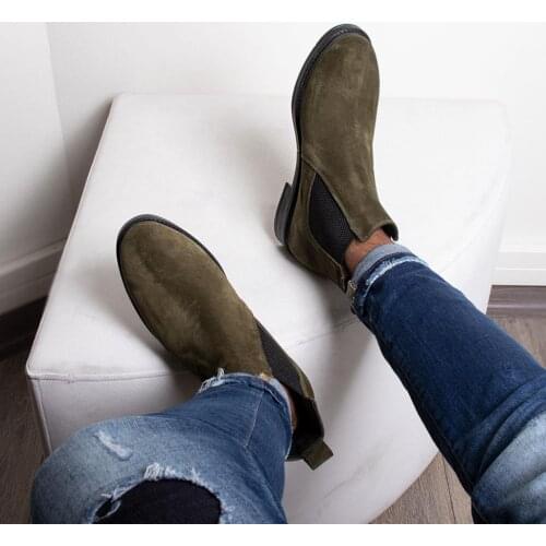 İBAY PATCH Men 'S Green Genuine Suede Leather Boots