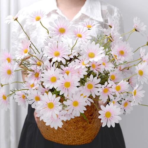5 Heads Silk Dasiy Artificial Flowers Chrysanthemum Bride Holding Bouquet Diy Home Garden Wedding Decoration Fake Flowers