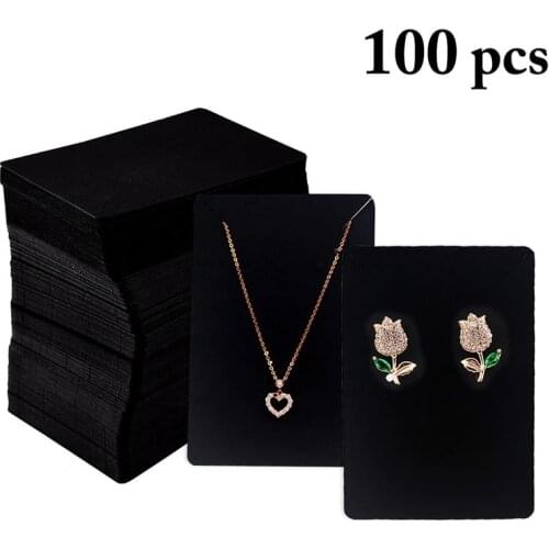 100pcs Jewelry Display Card DIY Multi-Purpose Necklace Card Earring Holder Card Jewelry Display Supplies Black Dropshipping