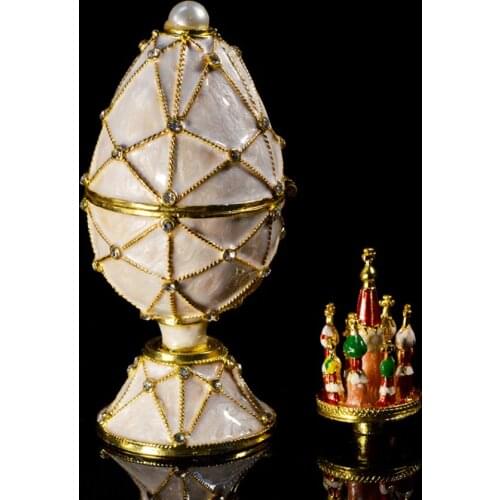 QIFU Beautiful White Faberge Egg for decor
