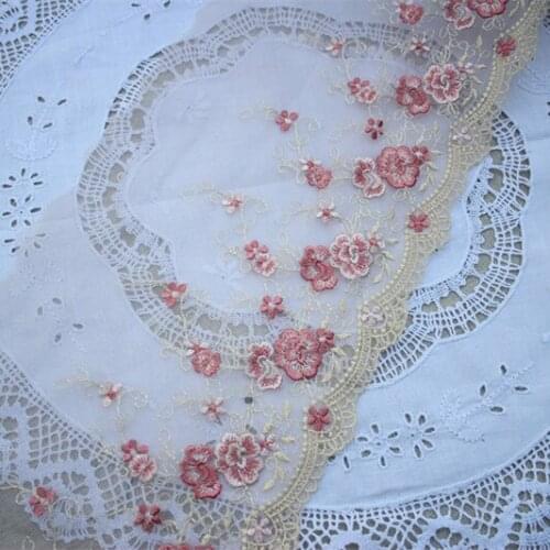 14Yards Embroidered Flowers Pattern Pink Lace Trim Bra Underwear Accessories Clothes Sewing Appliques Lingerie Table Sofa Fabric