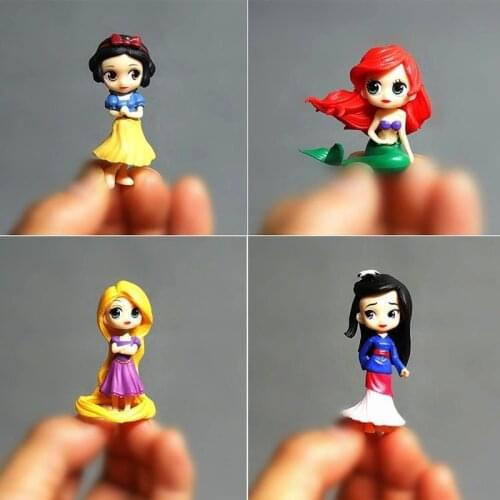4pcs Mini Doll Snow White Mermaid Tangled Rapunzel Figure Keychain Kids Gift Key Chain Bag Ornament