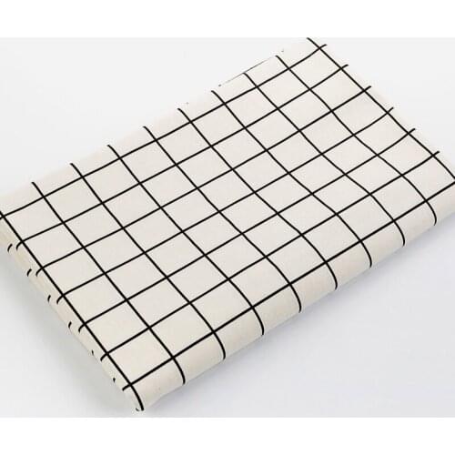 50*150cm Geometric Pattern Hemp White Plaid Quilting Cotton Linen Fabric Bundle DIY Home Textile Cloth Art For Patchwork D30