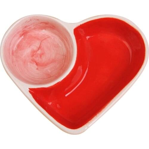 69HC Hamster Feeding Bowl Heart Shape Ceramic Food Dish for guinea pig Rat Gerbil Hedgehog Syrian Hamster Small Pets