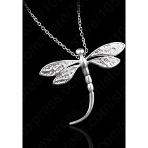 Fashion Personality !!! Romantic 925 Sterling Siver Dragonfly Necklace Sweater Chain Fast Shipping