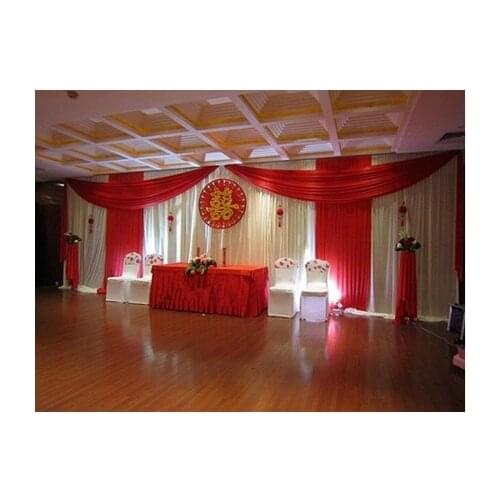Fashion Hot red Wedding Backdrops with Swag Drapery Curtain of Wedding Background decoration