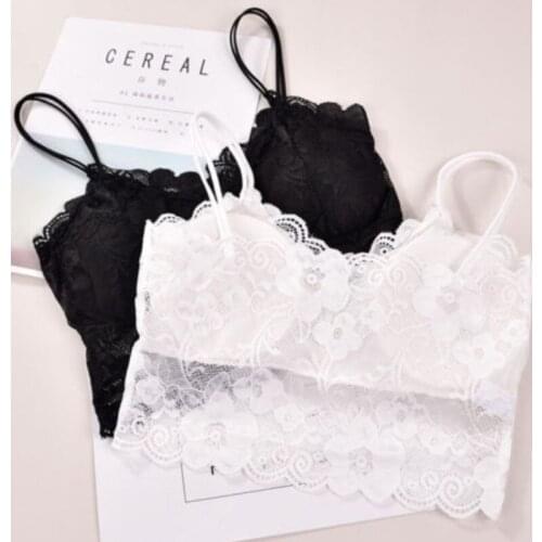 Fashion Women´s Lace Sleeveless Vest Crochet Tank Tops Strapless Bralette Bra Cami Crop Top Floral Soft Strap Bras Chest Wrap