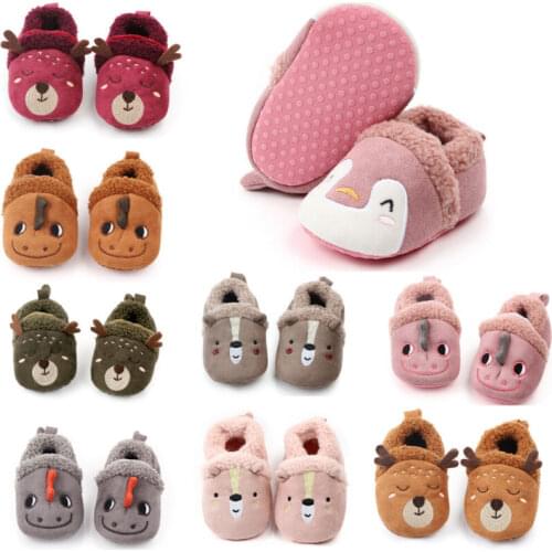 0-18M Baby Shoes Toddler Winter Spring Non-Slip Warm Soft Fleece Shoes cute cartoon Newborn Prewalker Cotton Infant Crib Shoes
