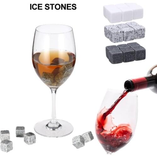 6pcs Stone Wine Coolers& Chillers 100% Natural Ice Cube Reusable Wine Rock Drinks with Storage Bag 3