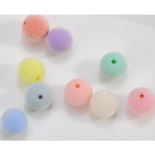 Wholesale 50pcs/lot geometry rounds balls shape platic Flocking beads diy jewelry earrings/bracelet/necklace pendant accessory