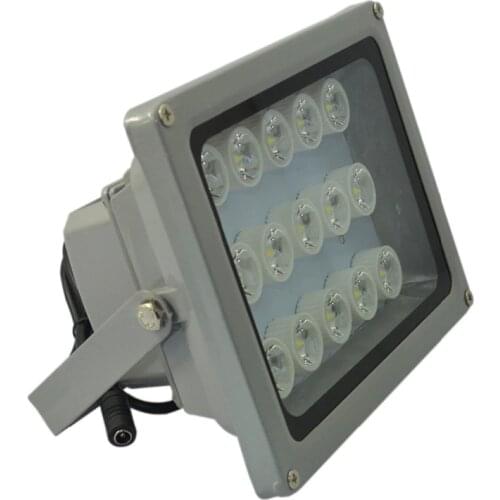 Night vision illuminators lighting up in a dark area