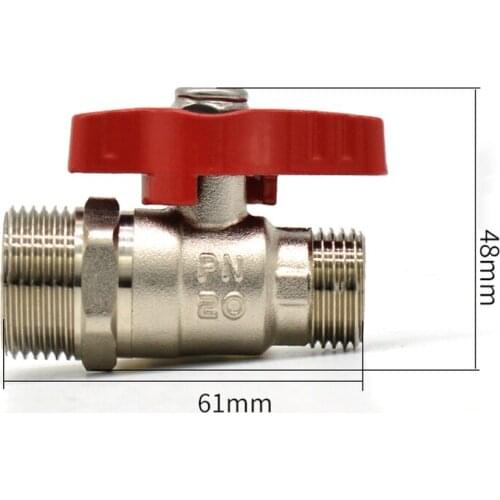 DN20 G 3/4" BSP Male Turn To DN15 G 1/2" BSP Male Brass Ball Valve Water Gas Oil Port Size 15mm With Red Handle
