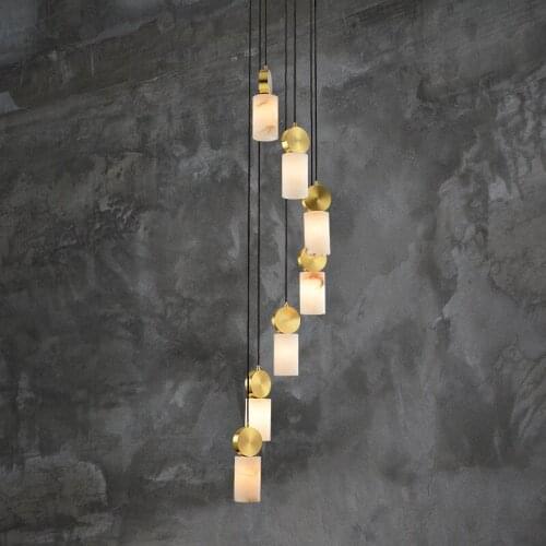 Stairs simple modern hollow double-story light luxury living room marble chandelier