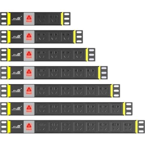 PDU Cabinet Socket 2/3/4/5/6/8 AC CN 5 hole Power Outlet 10A 250V Industrial Engineering Aluminum Alloy PDU Power Strip