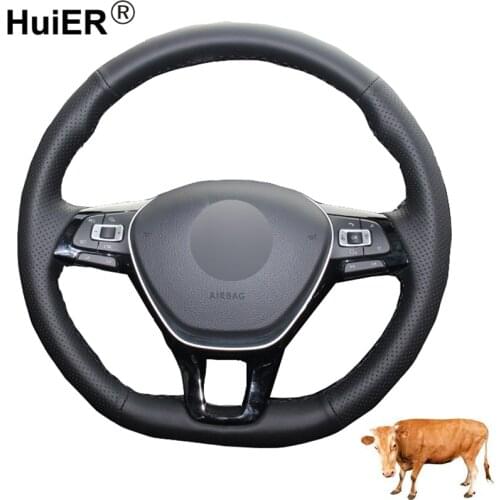 Hand Sewing Car Steering Wheel Cover Top Cow Leather For Volkswagen VW Golf 7 Mk7 New Polo Jetta Passat B8 Tiguan Sharan Touran