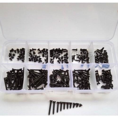 300pcs M2 Phillips Round Head Self Tapping Screw Bolt Assortment Kit Set Black