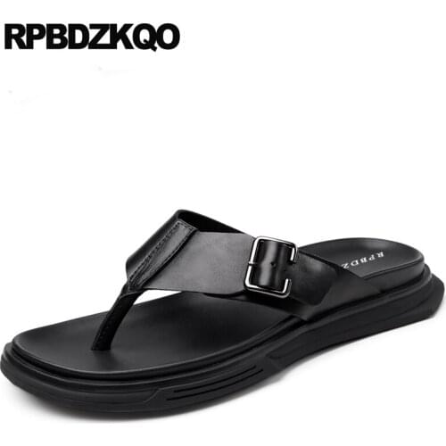 Native high quality genuine leather shoes men sandals summer nice slides slippers runway big size slip on famous brand flip flop