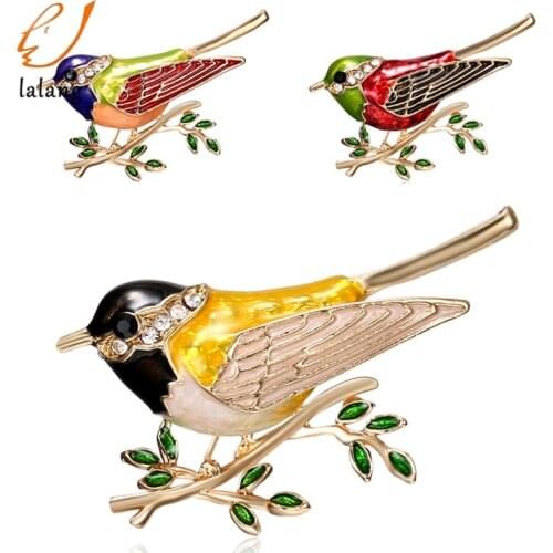 Rhinestone Enamel Oriole Bird Brooches Men Womens Alloy Bird Branch Brooch Pins Suits Dress Banquet Brooch High Quality Gift