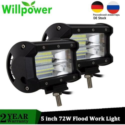 Willpower 5 inch 72W LED Work Light Offroad Driving Fog Lamp 6000K for 4X4 4WD Car Truck Boat Marine Trailer Pickup 12V 24V