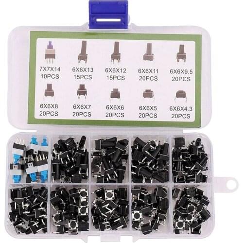 10 kinds Values 180PCS Tactile Push Button Switch micro-trigger Mini Momentary Tact Assortment