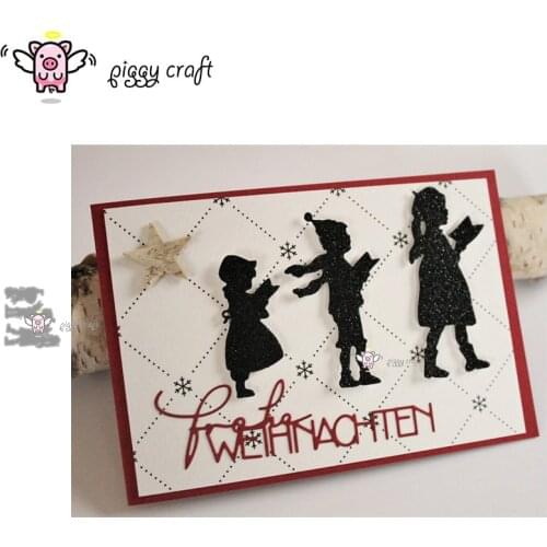 Piggy Craft metal cutting dies cut die mold 3Pcs Praying child Scrapbook paper craft album card punch knife art cutter die