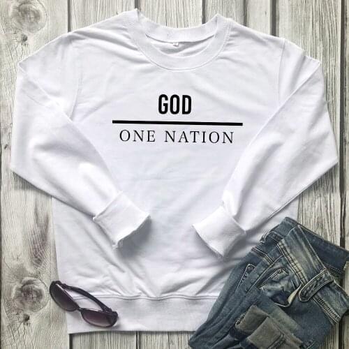 One Nation Under God 100%Cotton Sweatshirt Scripture Unisex Christian Disciple Pullover Casual Women Religion Church Sweatshirts