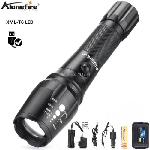 Alonefire G900 CREE XM-L T6 LED 5000lm Waterproof Zoomable Flashlight Torch light With 18650 Rechargeable Battery And Charger