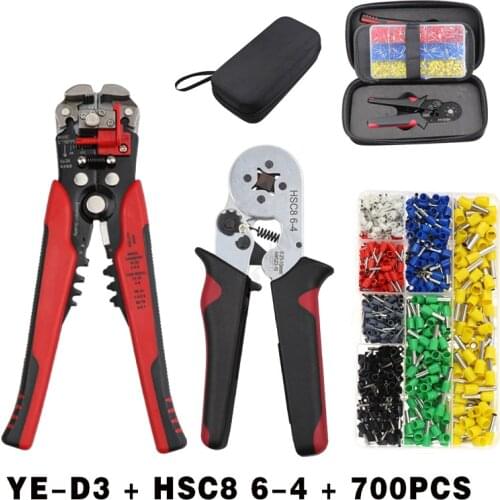 YEFYM Crimping Pliers HSC8 6-6 6-4 Ferrule Crimper Tools With Tubular Terminals Mini Portable Automatic Crimping Tool In Box Bag