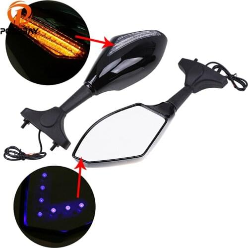 POSSBAY End Handlebar Mirrors For Honda Yamaha Suzuki Kawasaki Motorcycle Turn Signal Mirrors Cafe Racer Rearview Mirrors