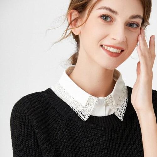 Hollow Out Fake Collar for Women Shirt Lace Decoration False Collar Sweater Autumn and Winter Solid Color Detachable Collar
