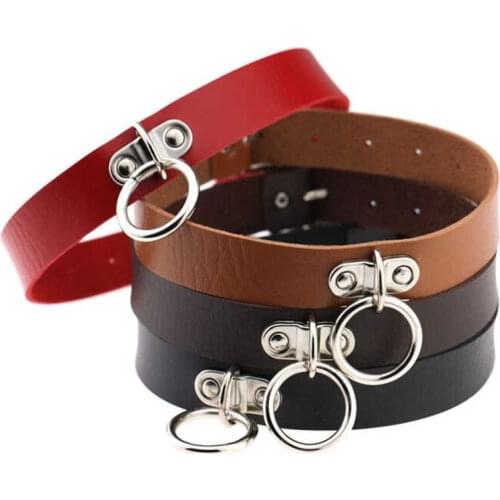 Women Gothic Choker Buckle Ring Studded Leather Punk Neck Necklace Collar Rivet