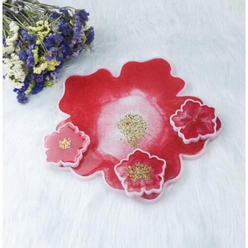 1PCS Flower Transparent Silicone Mold Coaster Mold DIY Manual Table Mirror Pendant Coaster Base