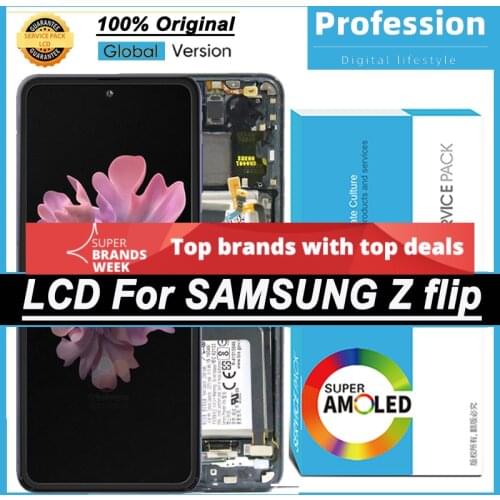 100% Original Super AMOLED Display for Samsung Galaxy Z Flip 5G SM-F707 LCD Touch Screen Digitizer Assembly Repair Parts