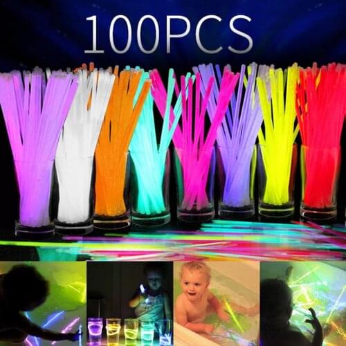 Funny 100pc Led Fluorescent Stick Mixed 8 Color Glow Stick Party Party Supplies 120ml Vibrant Colors Parties Clubbing Glow Stick