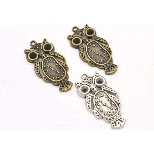 20pcs Fashion vintage gift Clock Owl alloy charms lot DIY making bracelet necklace jewelry accessories charms for jewelry making