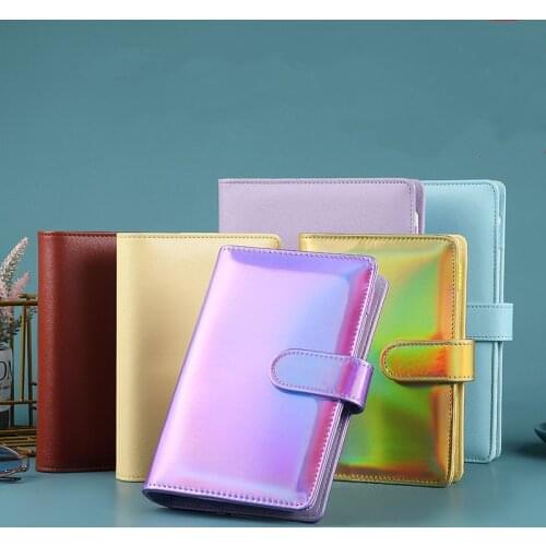 2021 A6/A5 Macaroon Laser Color PU Leather DIY Binder Notebook Cover Diary Agenda Planner Bullet Cover School Stationery