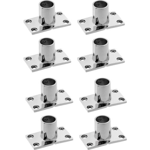 8x Boat Hand Rail Fitting 90 Deg 1"/25mm Stanchion Base Marine
